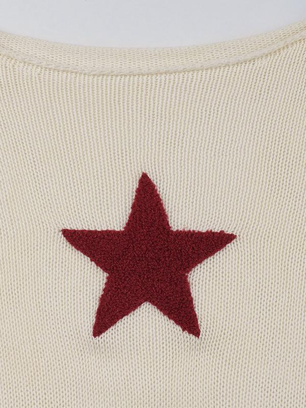 Star Crochet Knit Cropped Knit Top Product Image