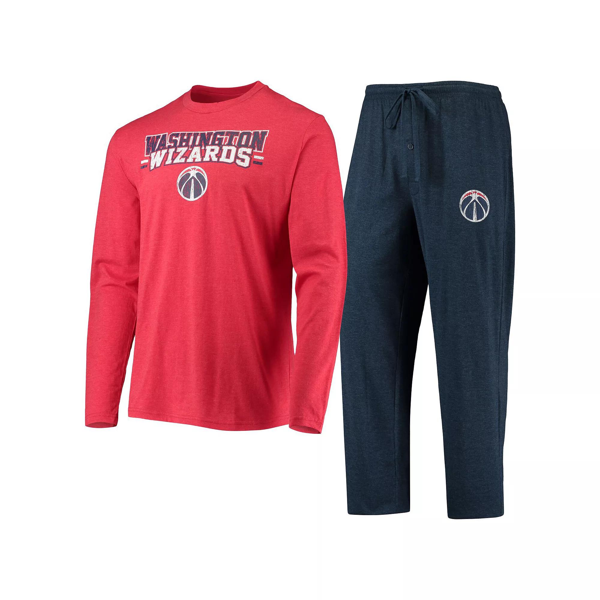Men's Concepts Sport Navy/Red Washington Wizards Long Sleeve T-Shirt & Pants Sleep Set,  Product Image
