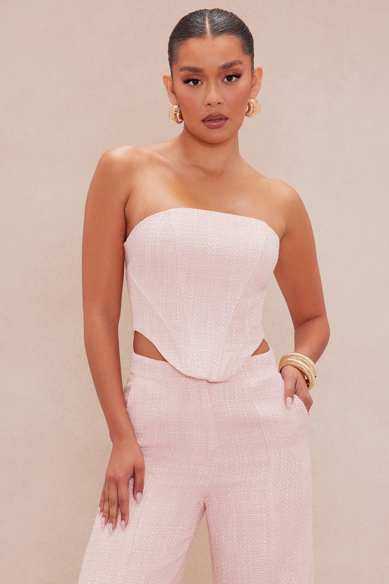 Leah Tweed Wide Leg Pant Set - Pink Product Image