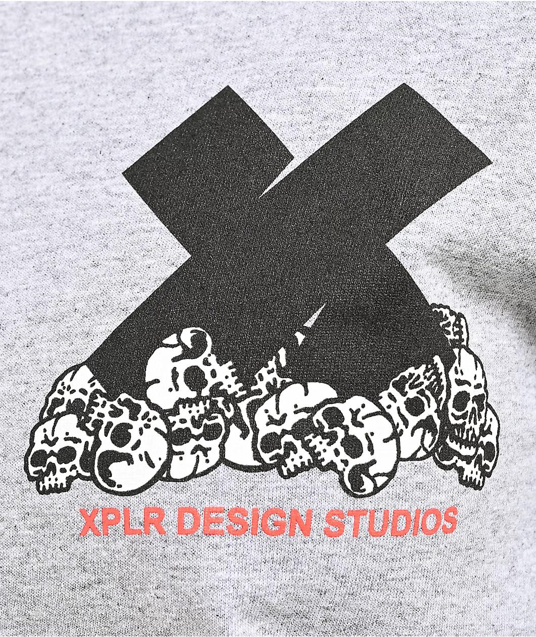 XPLR Bones Grey Long Sleeve T-Shirt Product Image