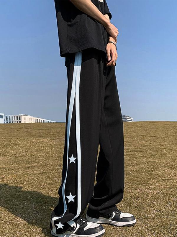 Men's Star Print Piping Detail Sweatpants Product Image