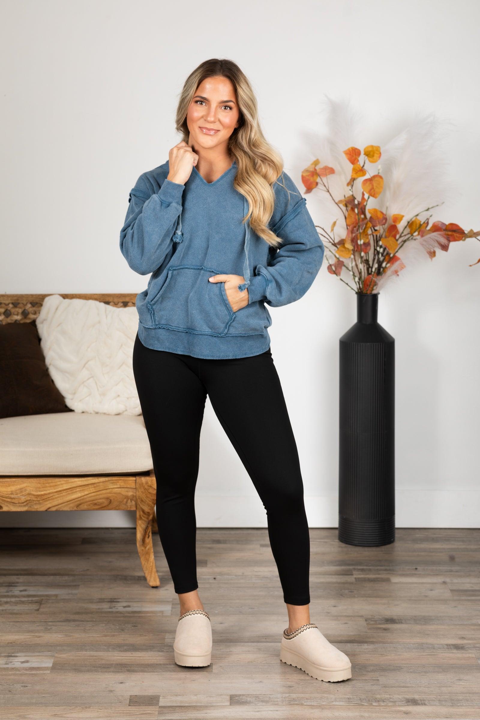 Brushed French Terry Knit Hoodie Top Product Image