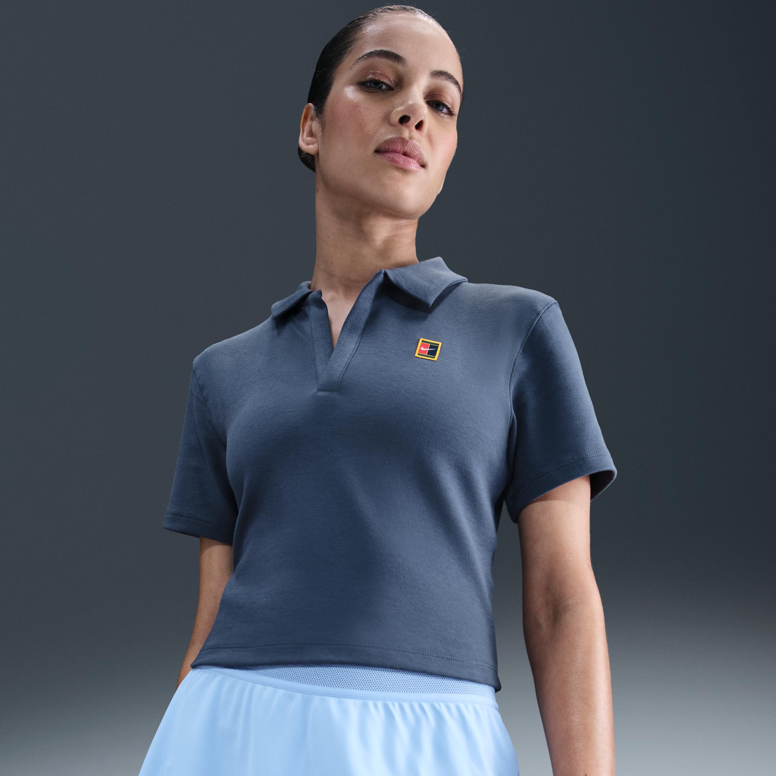 Nike Womens Court Heritage Short-Sleeve Cropped Tennis Polo | HJ8992-010 Product Image