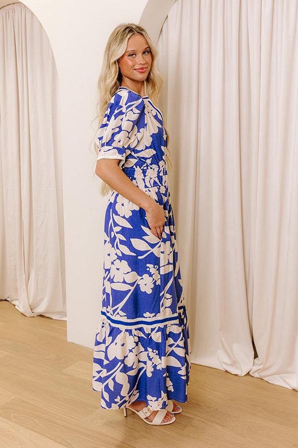 Whimsical Days Floral Midi Dress in Royal Blue Product Image