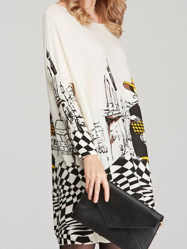 Vintage Loose Printed Split-Joint Sweater Product Image
