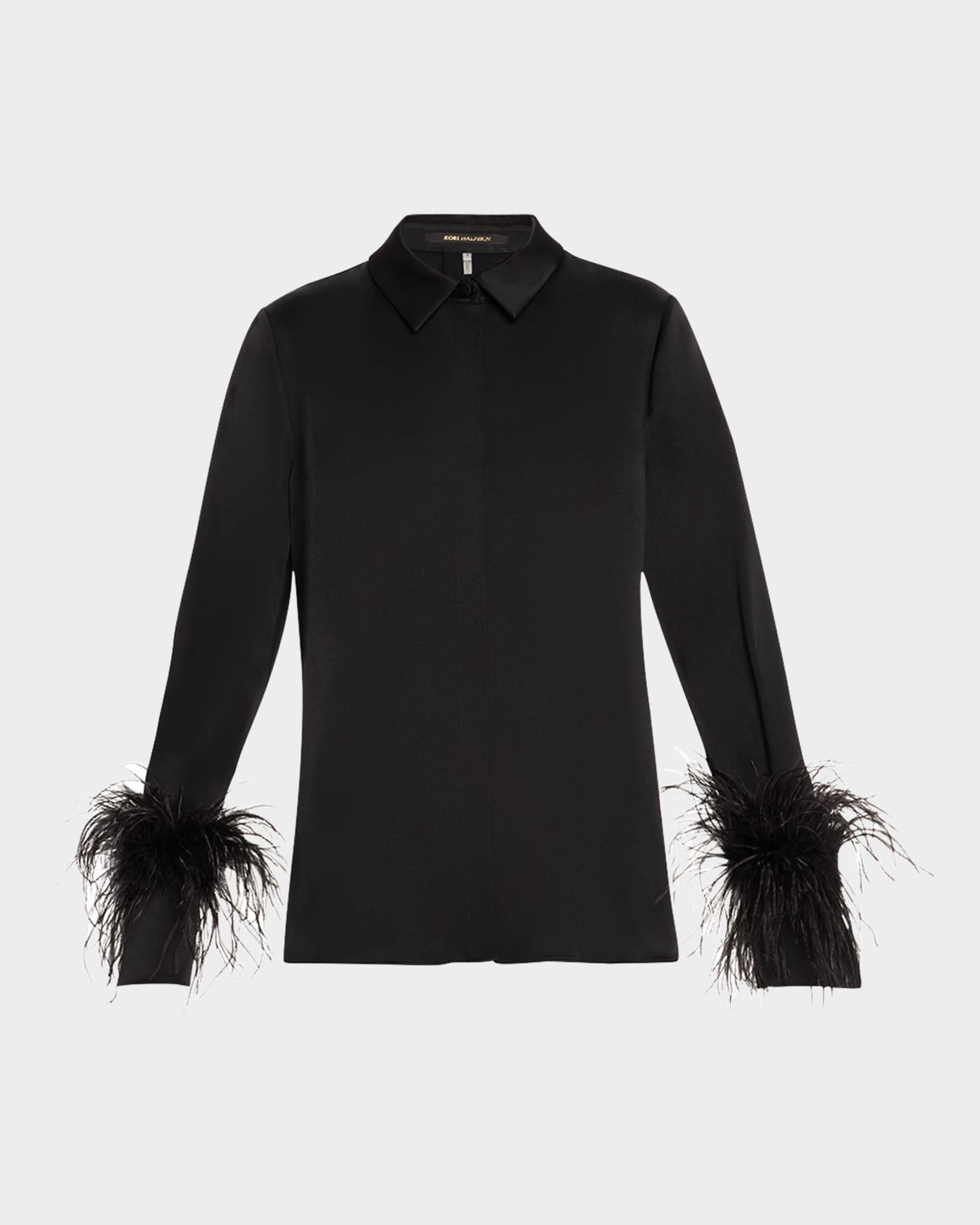 Murphy Feather-Trim Collared Blouse Product Image
