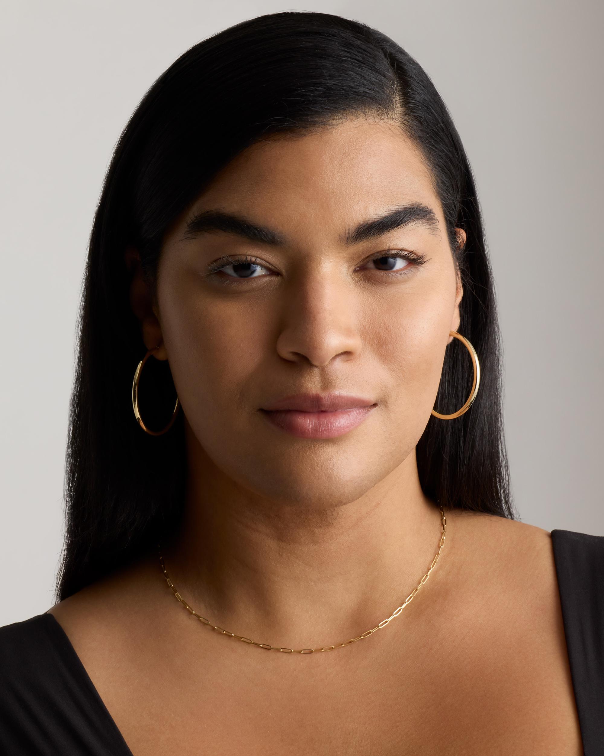 Quince | Women's 14K Gold 3mm Tube Hoop Earrings Product Image