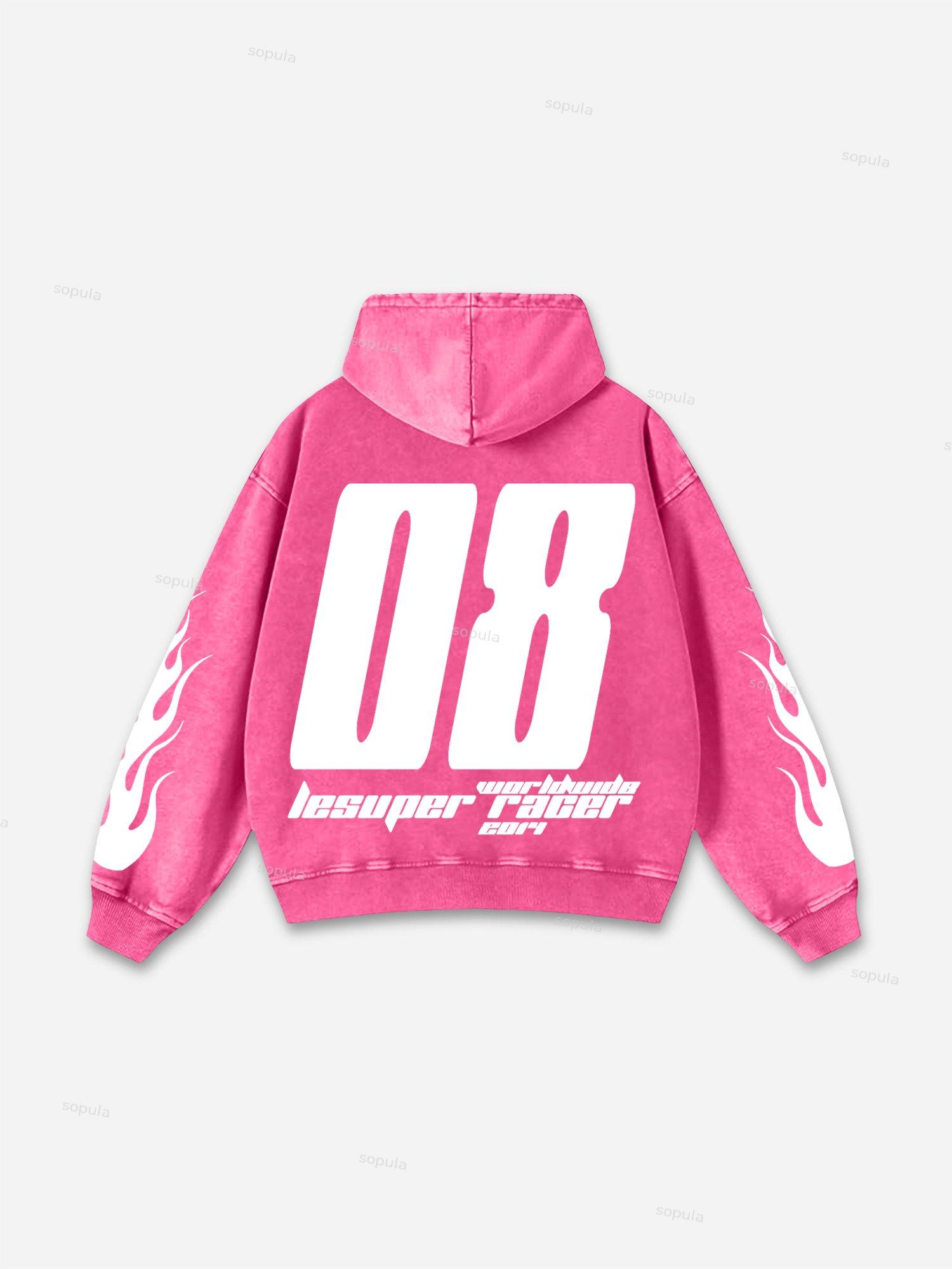 Sopula Vintage Angel Print Graphic Acid Washed Oversized Hoodie Product Image