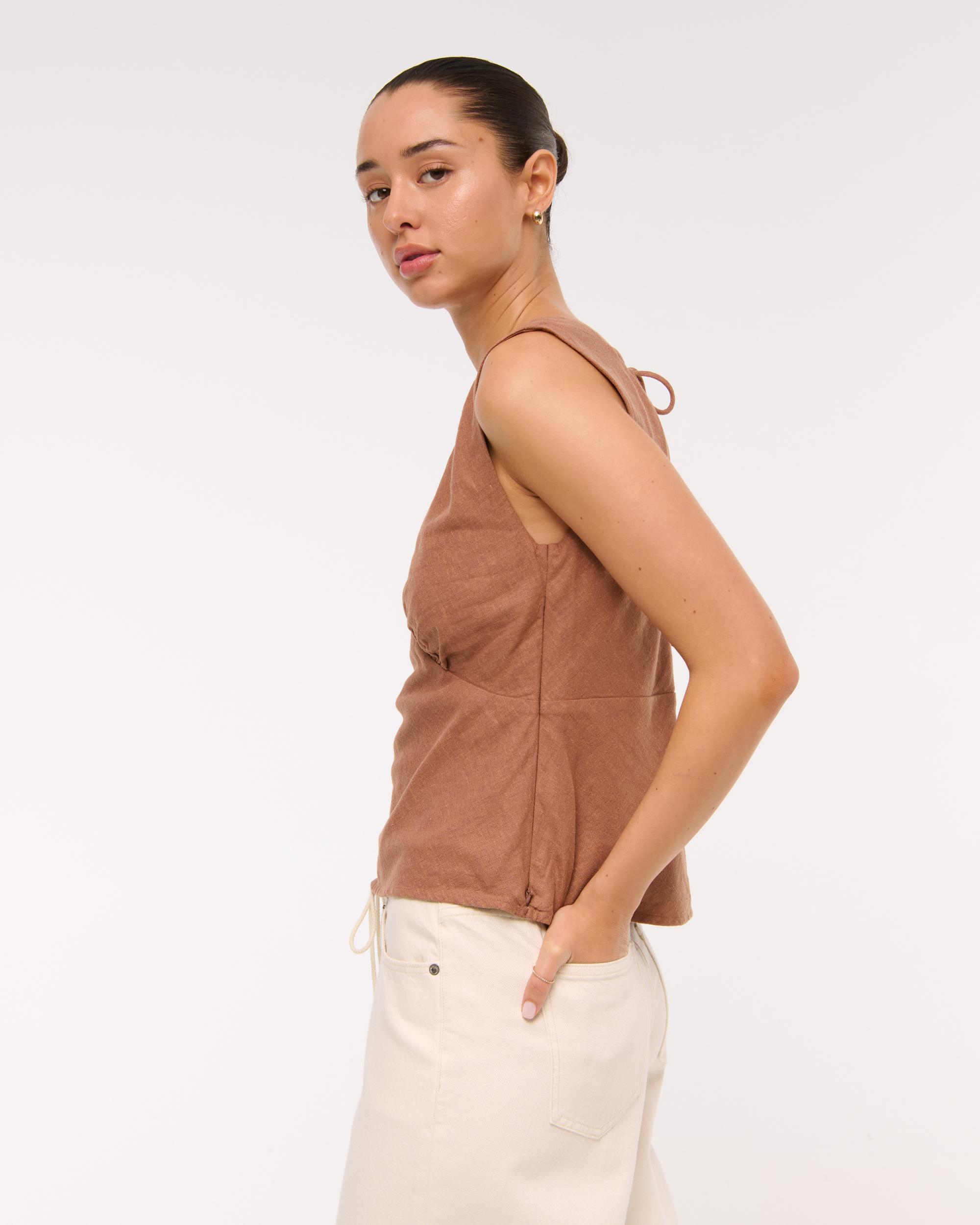  Linen-Blend Tie-Back Set Top Product Image