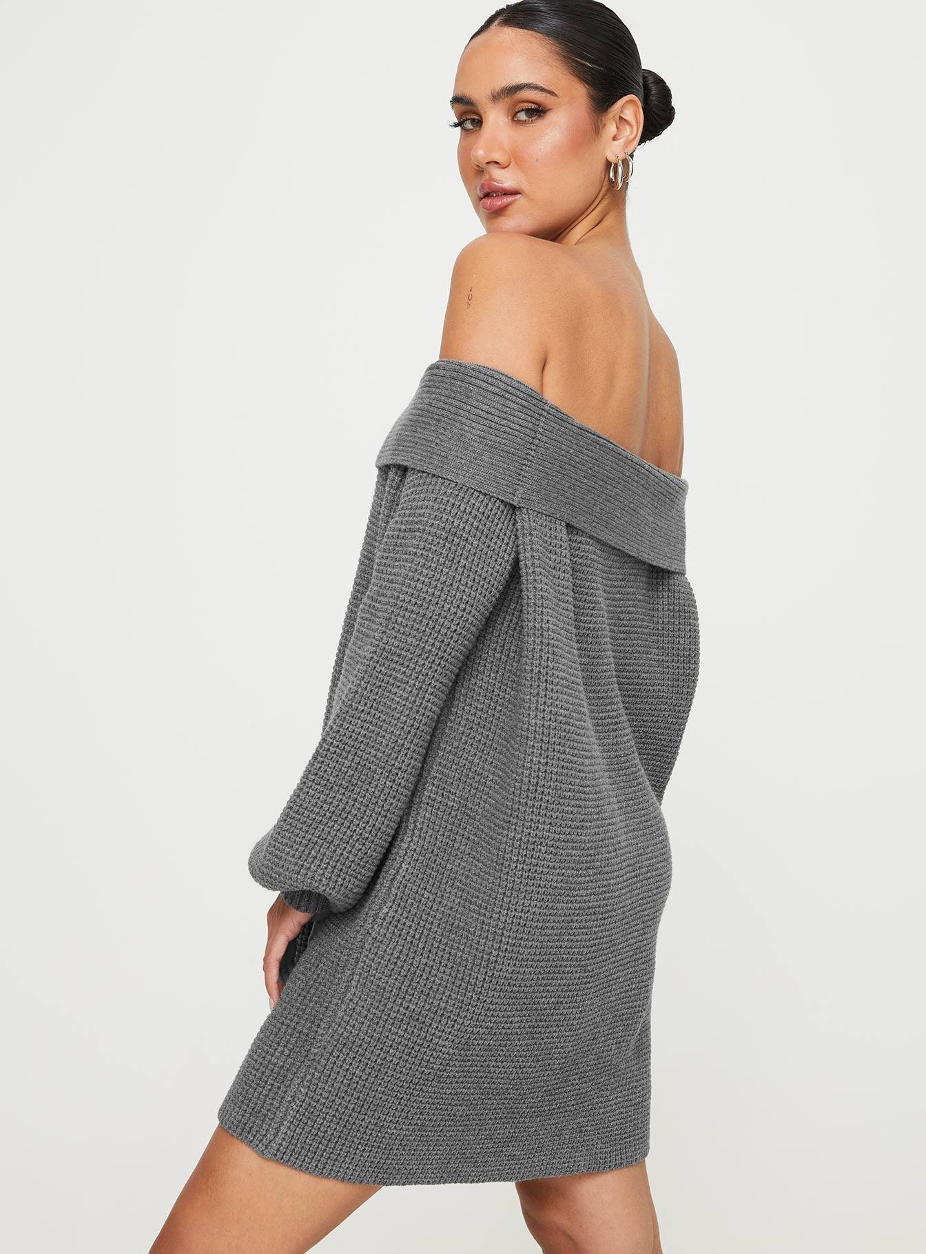Deya Off The Shoulder Mini Dress Grey Product Image