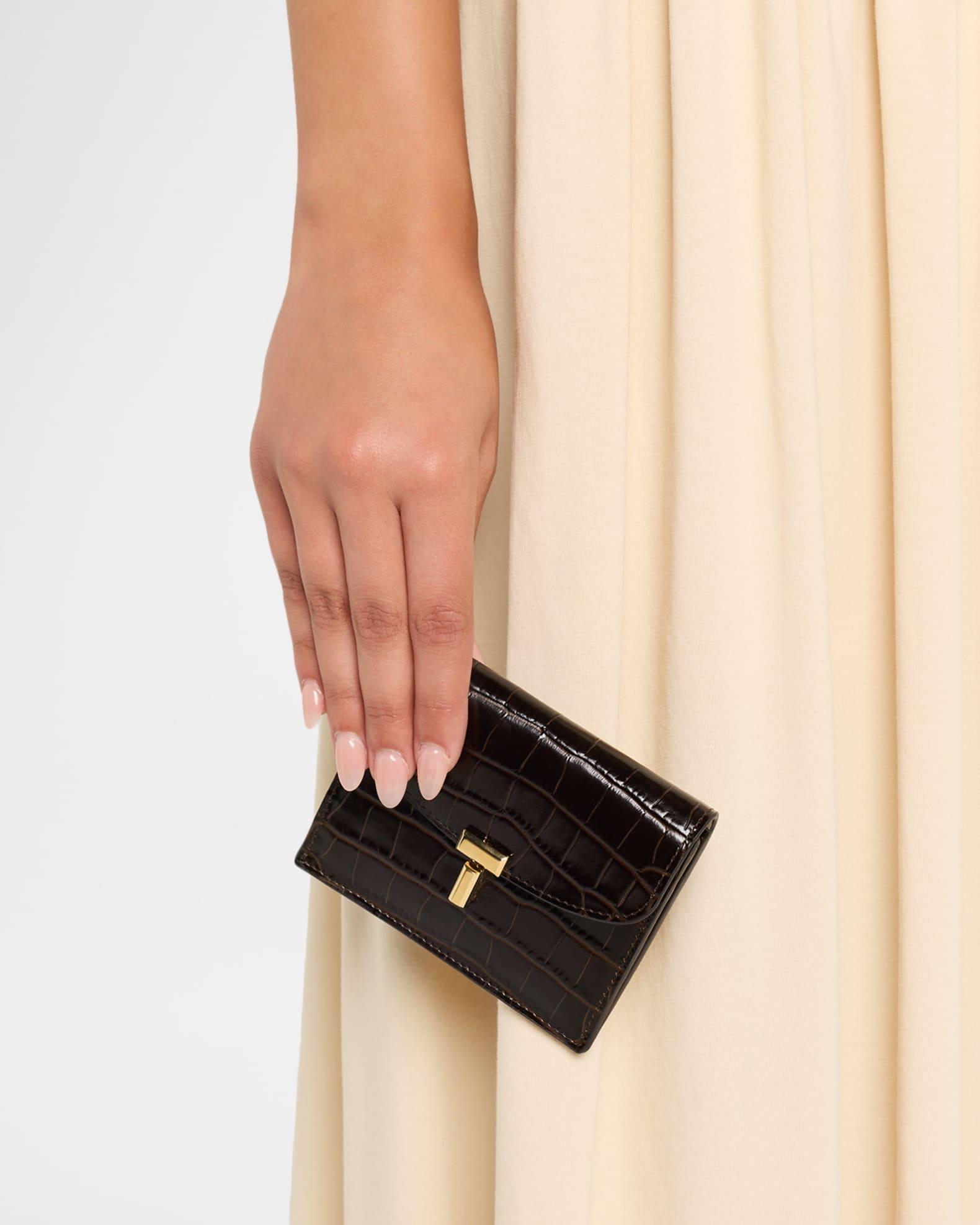 T-Lock Croco-Embossed Leather Card Holder Product Image