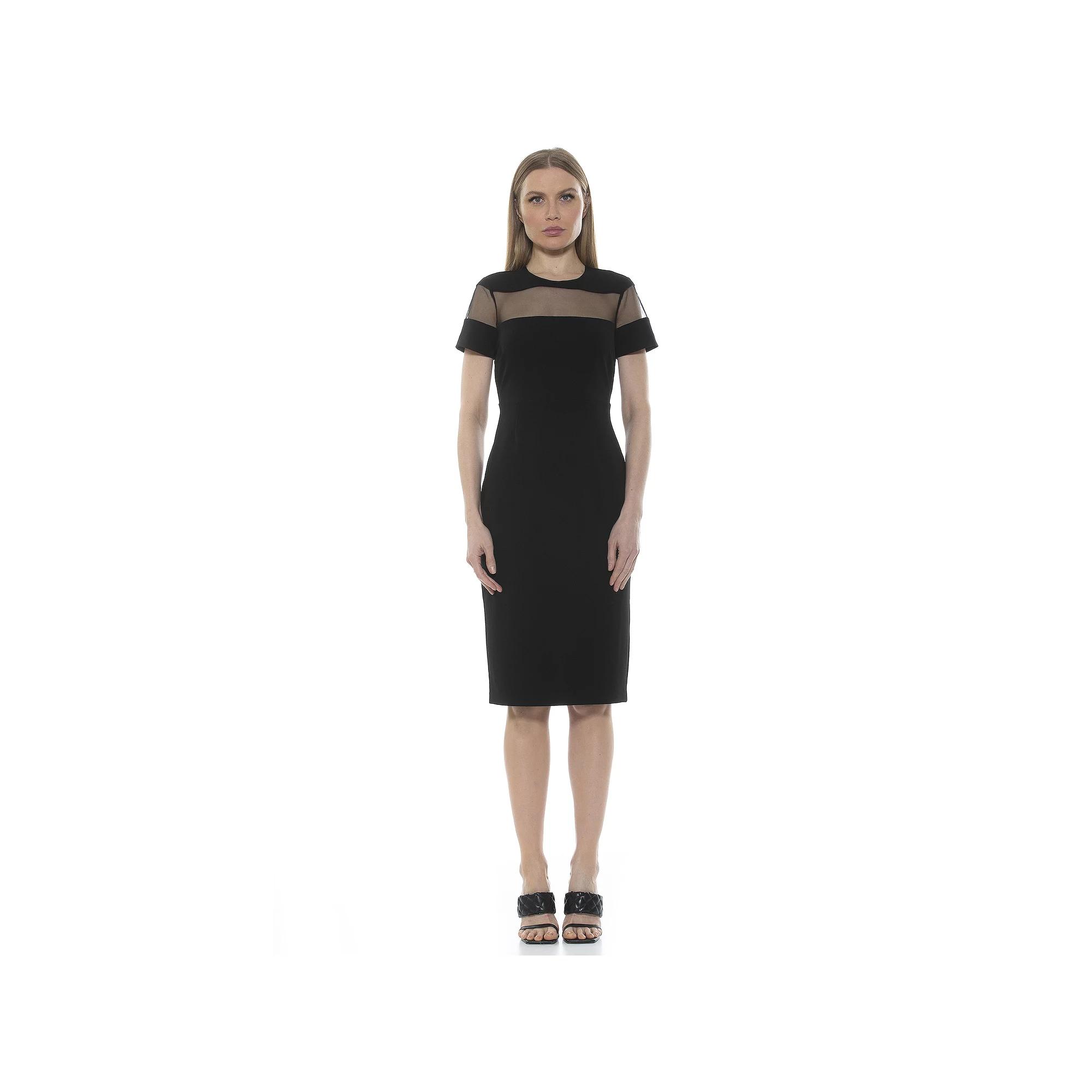 Women's ALEXIA ADMOR Everleigh Illusion Neck Midi Dress,  Product Image