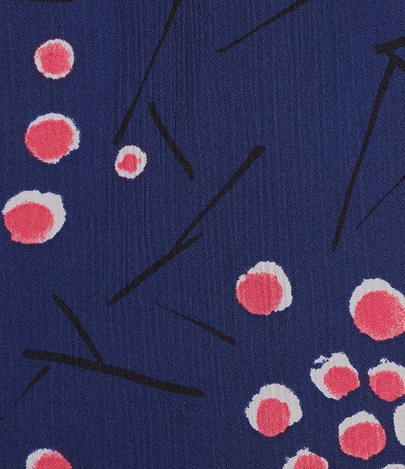 Investments Woven Dots and Dashes 3/4 Ruffle Sleeve Cowl Neck Top Product Image