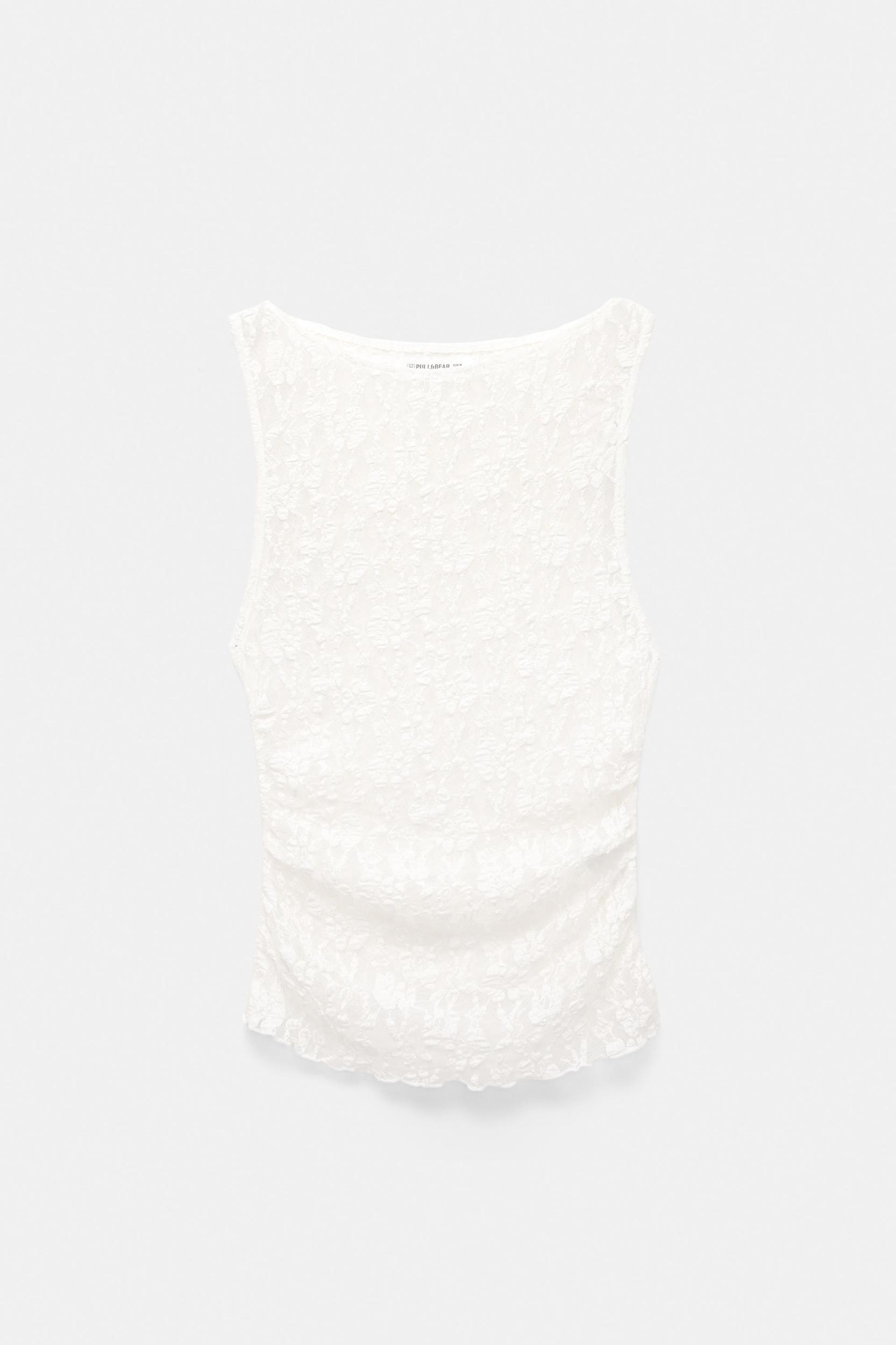 Lace top with gathered sides Product Image