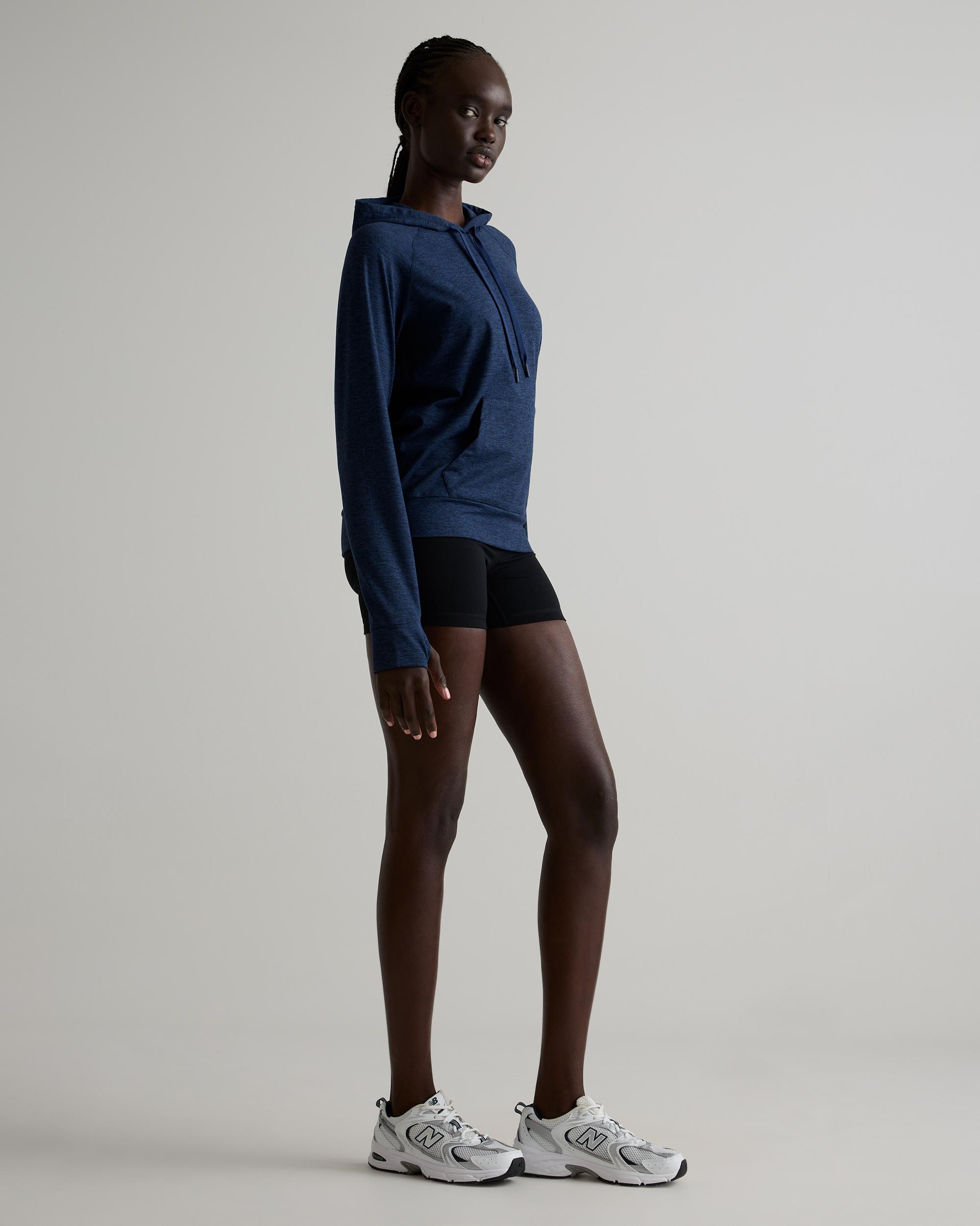 Quince | Women's Super Soft Performance Pullover Hoodie in Navy, Flowknit Activewear, Size XS, Recycled Polyester Product Image