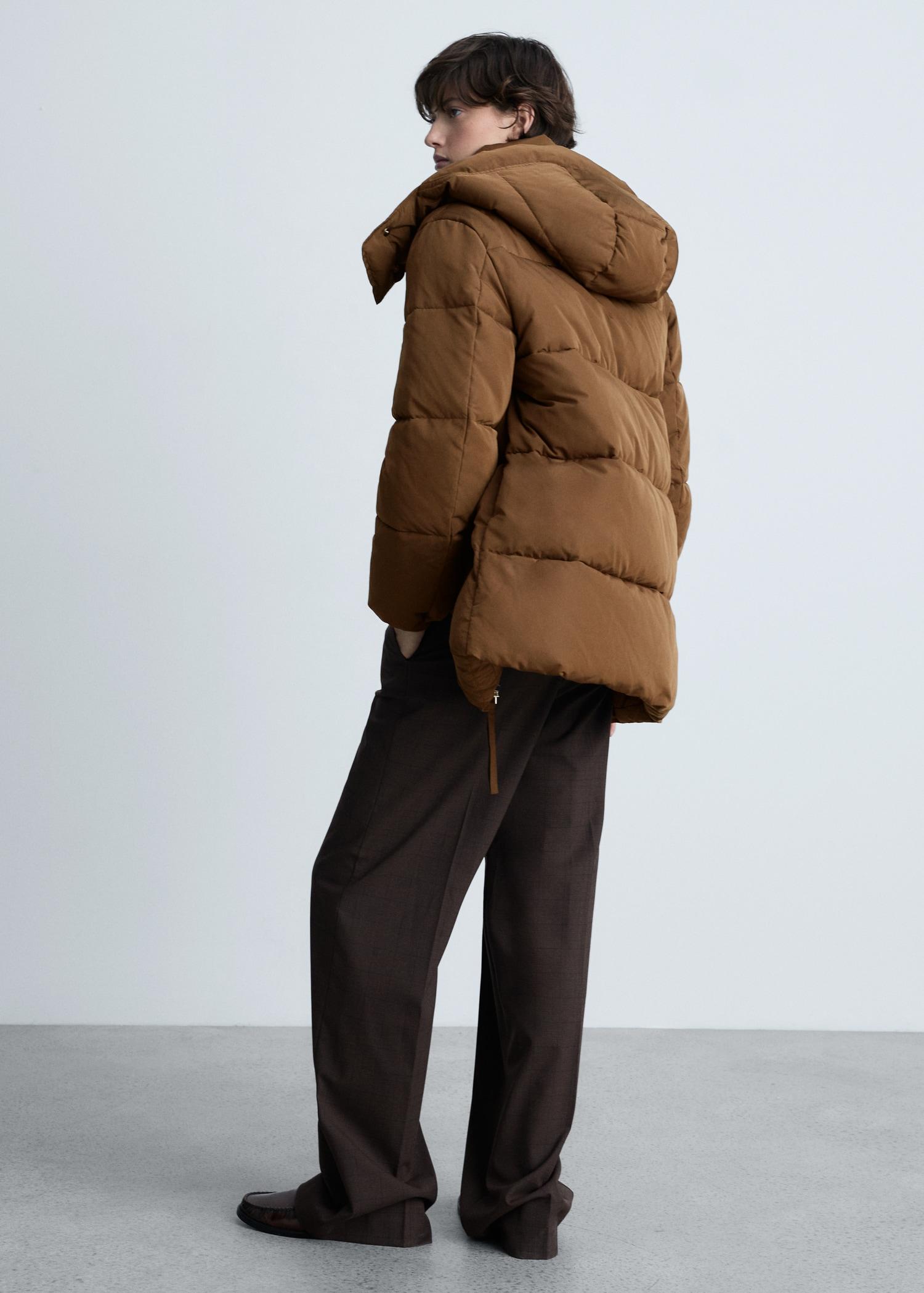 Quilted midi anorak with hood - Women | MANGO USA Product Image