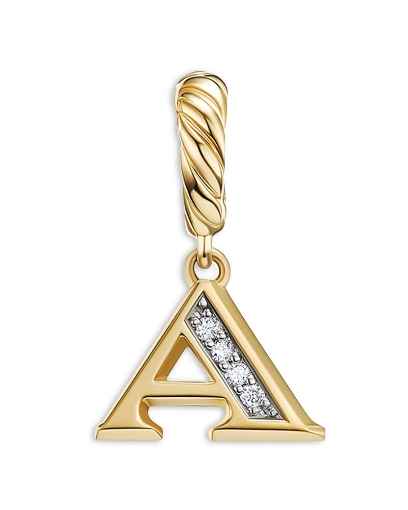 Womens Pav Initial Pendant in 18K Yellow Gold Product Image