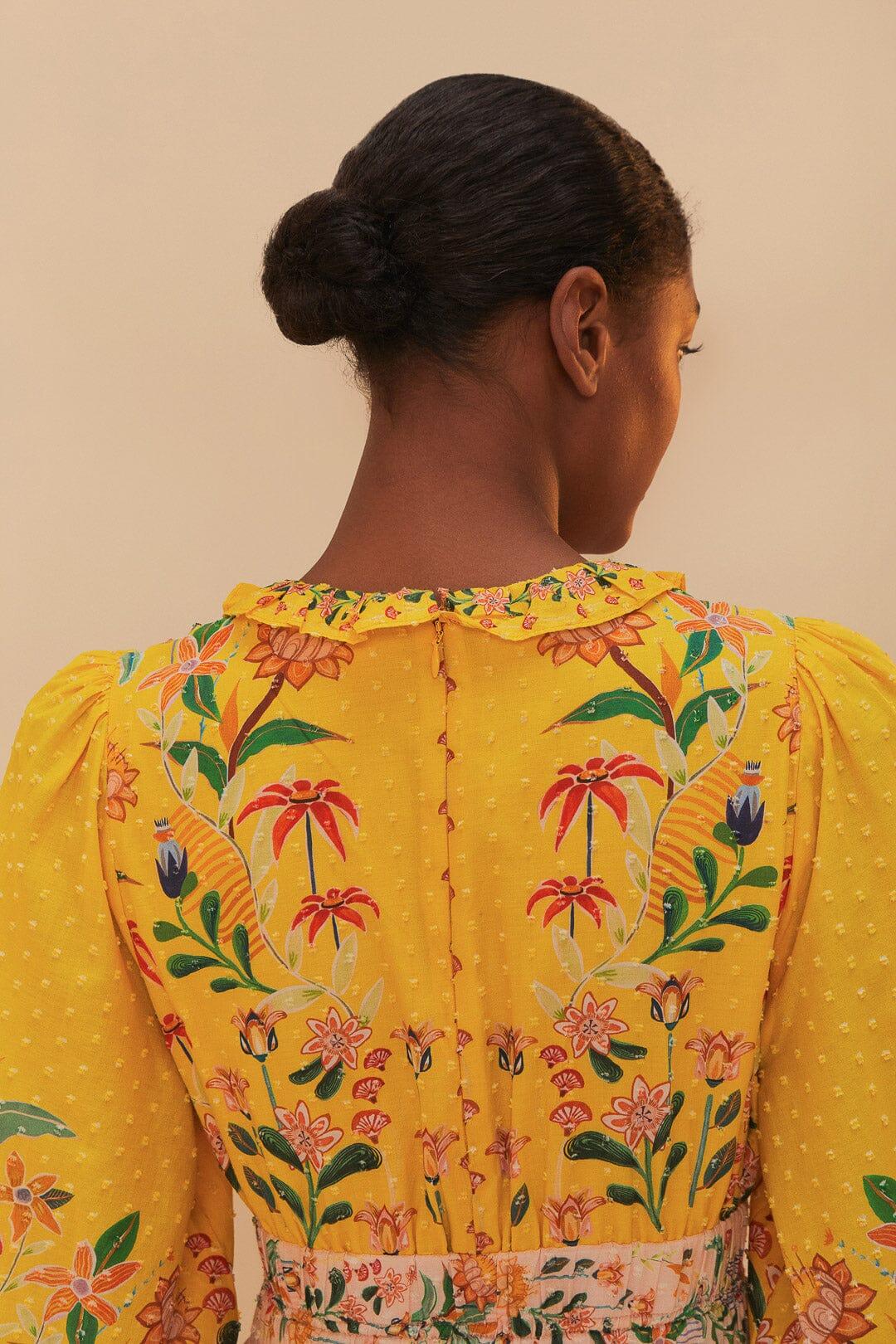 Mixed Delicate Flowers Long Sleeve Maxi Dress Product Image