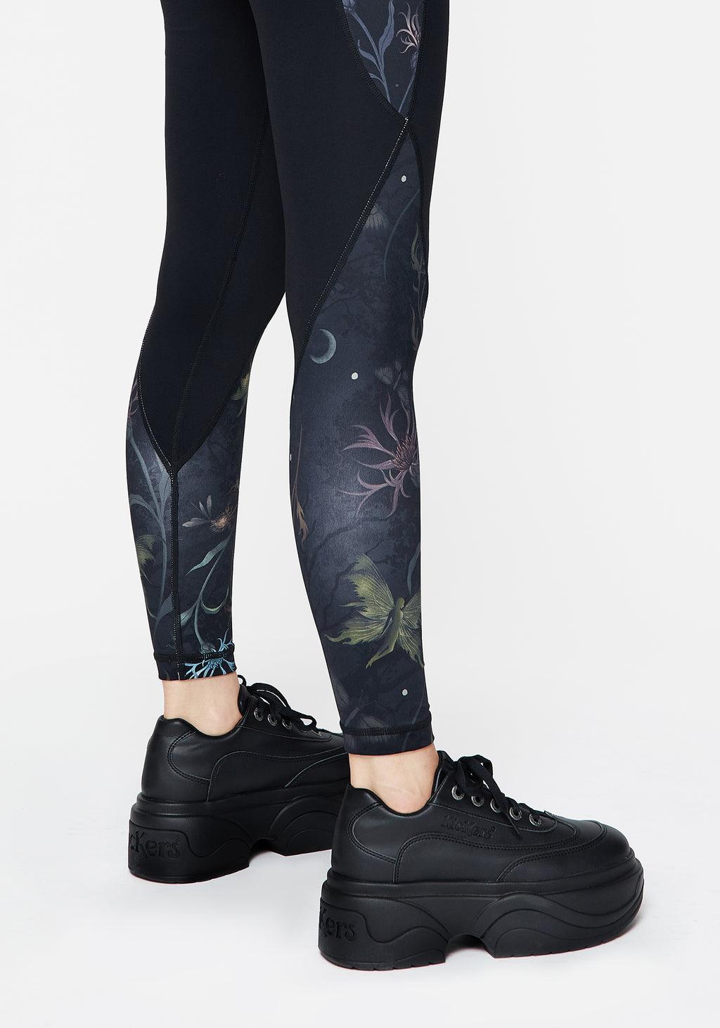 Rosanella Floral Fairy Print Athleisure Sports Leggings Product Image