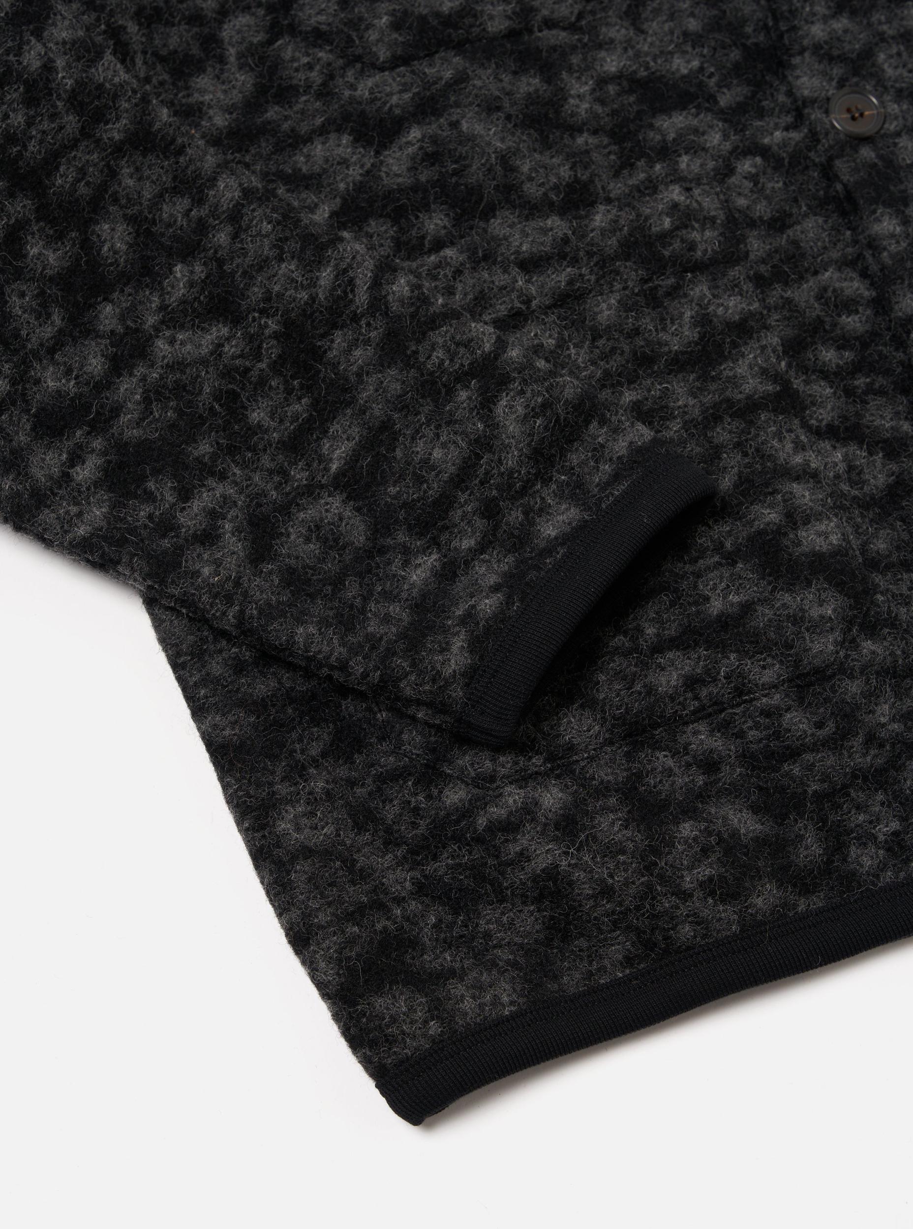 Universal Works Cardigan in Black/Anthracite Leopard ll Fleece Product Image