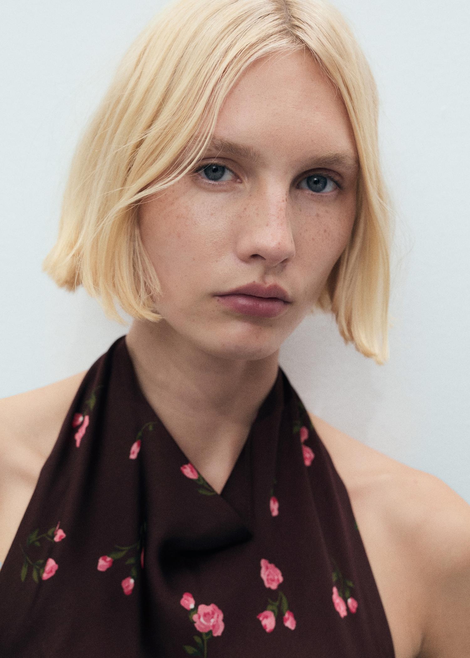 Draped floral top - Women | MANGO USA Product Image