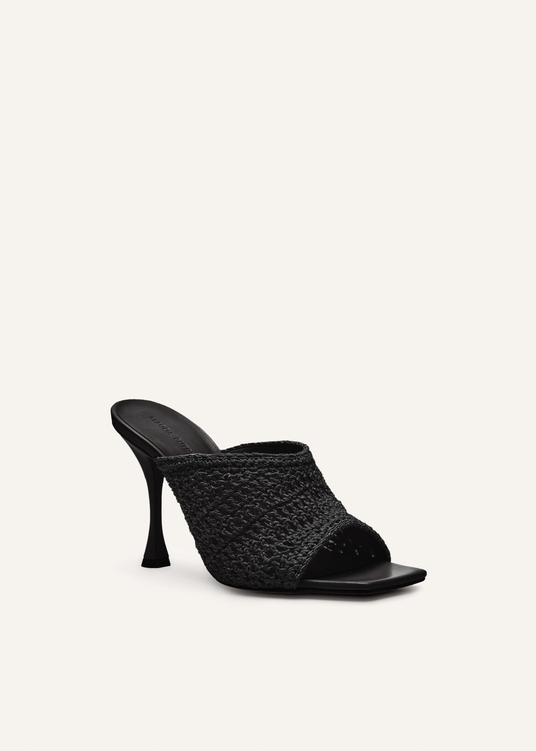 Crochet mule heels in black Product Image