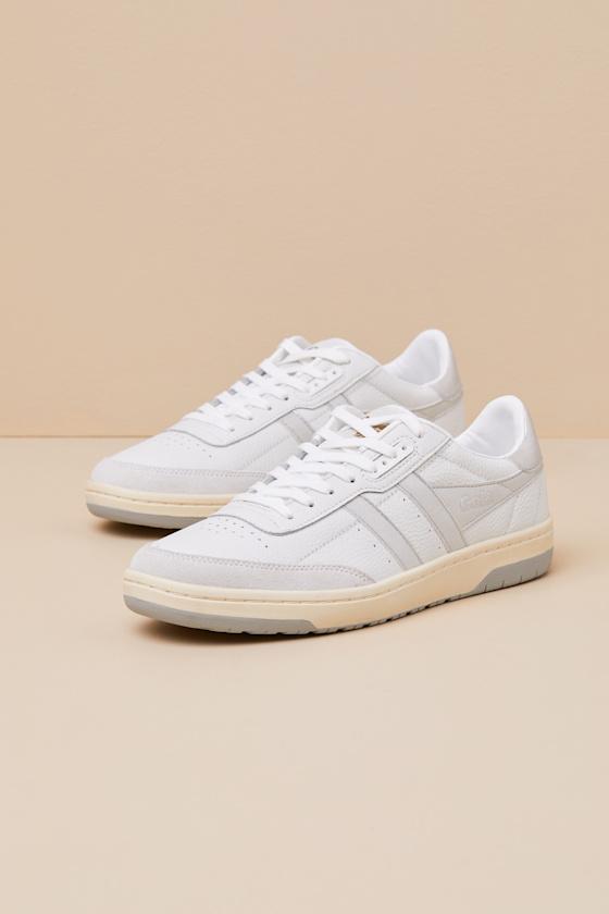 Falcon Mirror White and Silver Leather Lace-Up Sneakers Product Image