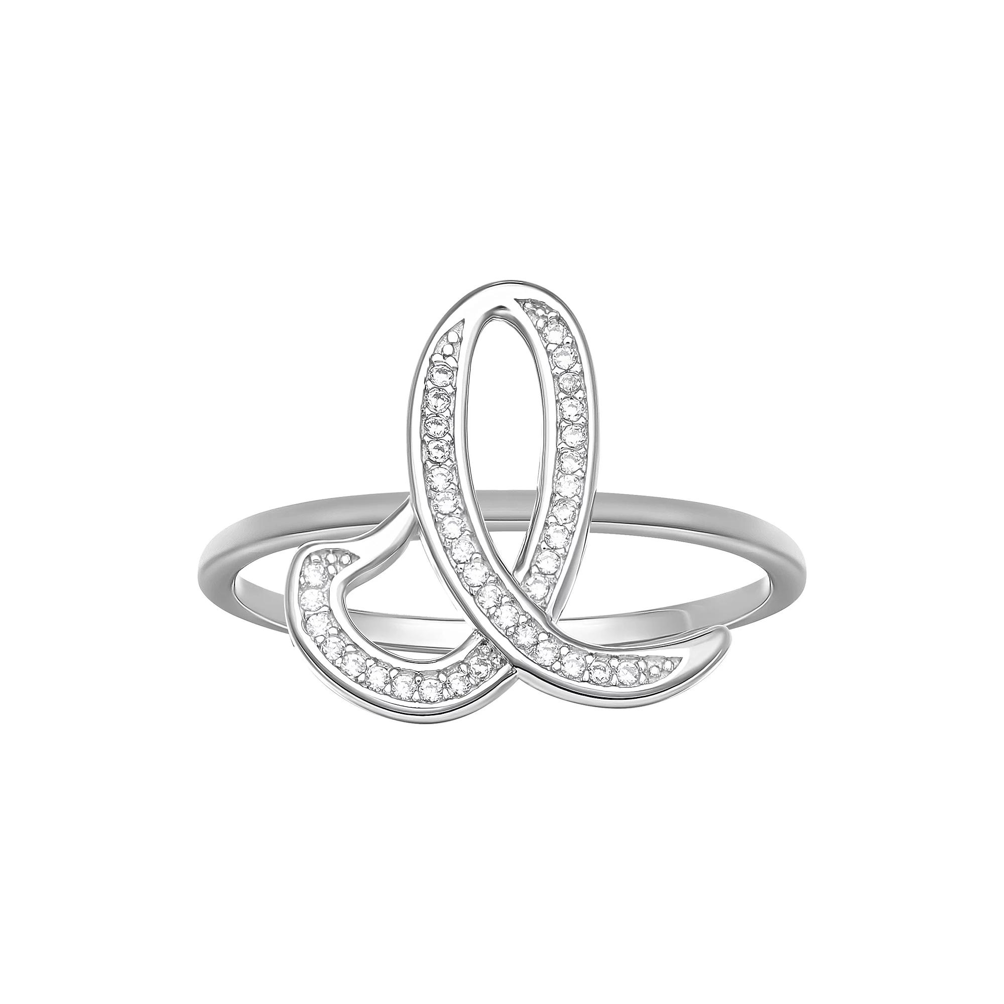 PRIMROSE Sterling Silver Cubic Zirconia Initial Ring, Women's, Size: 8, Sterling Silver X Product Image