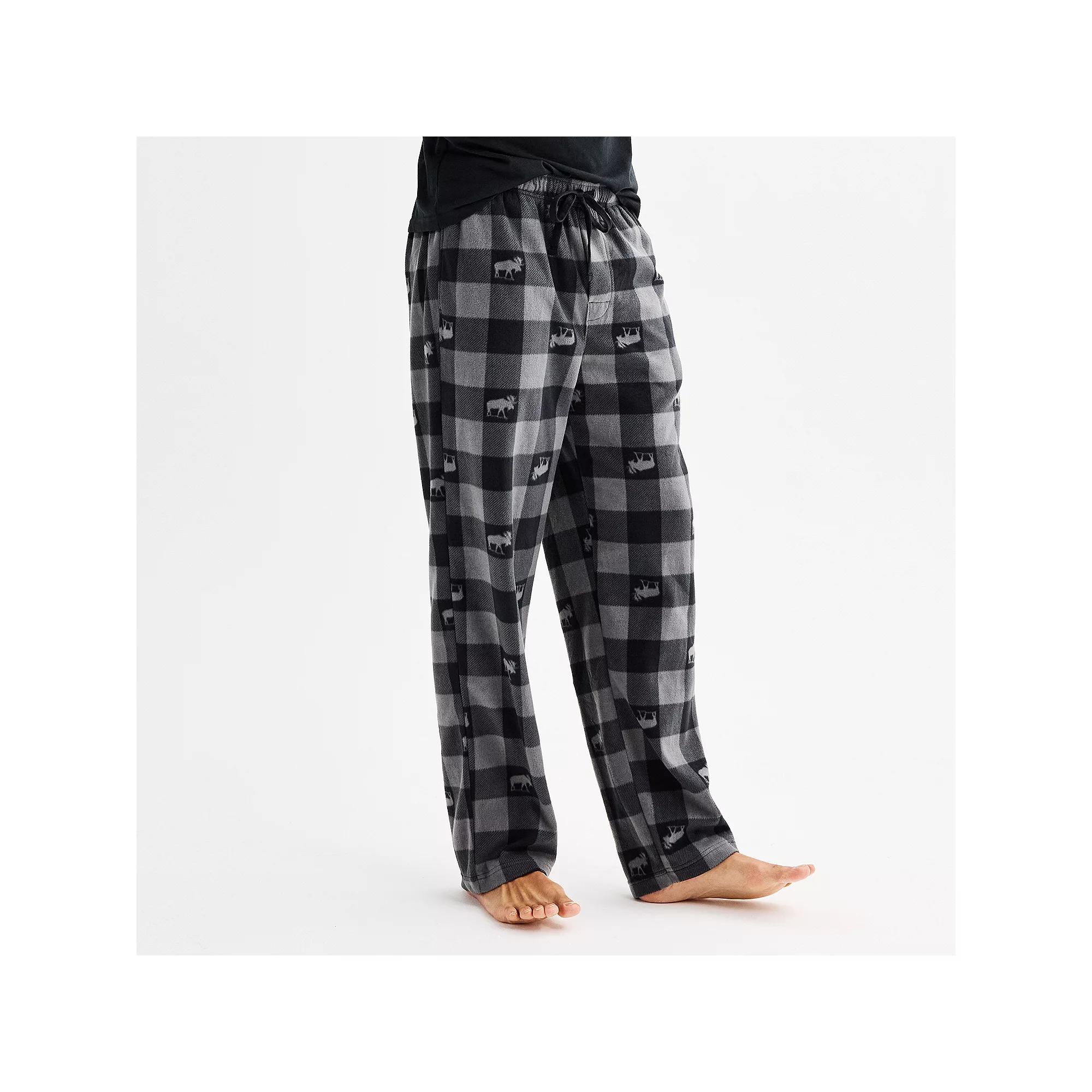 Men's Sonoma Goods For Life® Microfleece Pajama Pants, Size: XXL, Gray Moose Buffalo Product Image