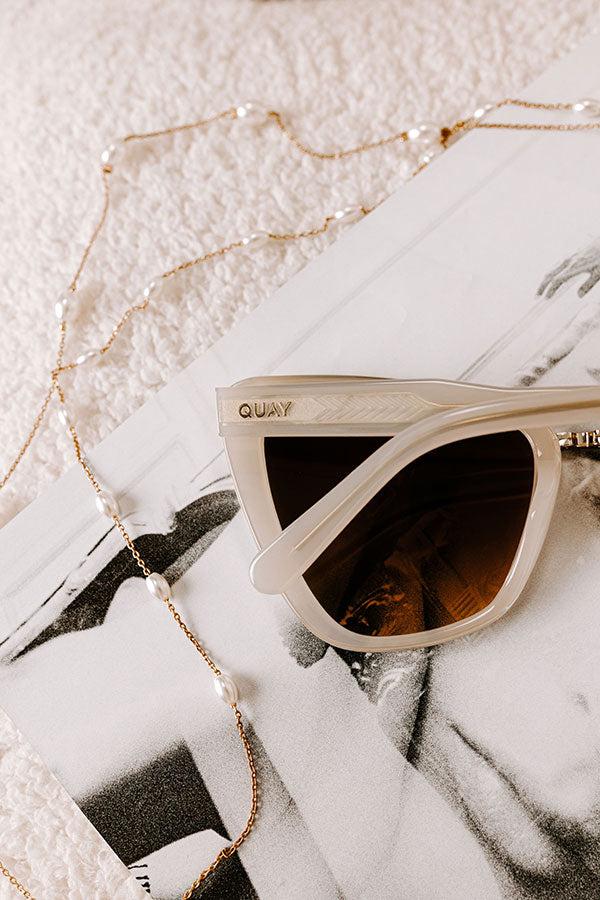 Quay All Talk Oversized Cat Eye Sunnies in Ivory Product Image
