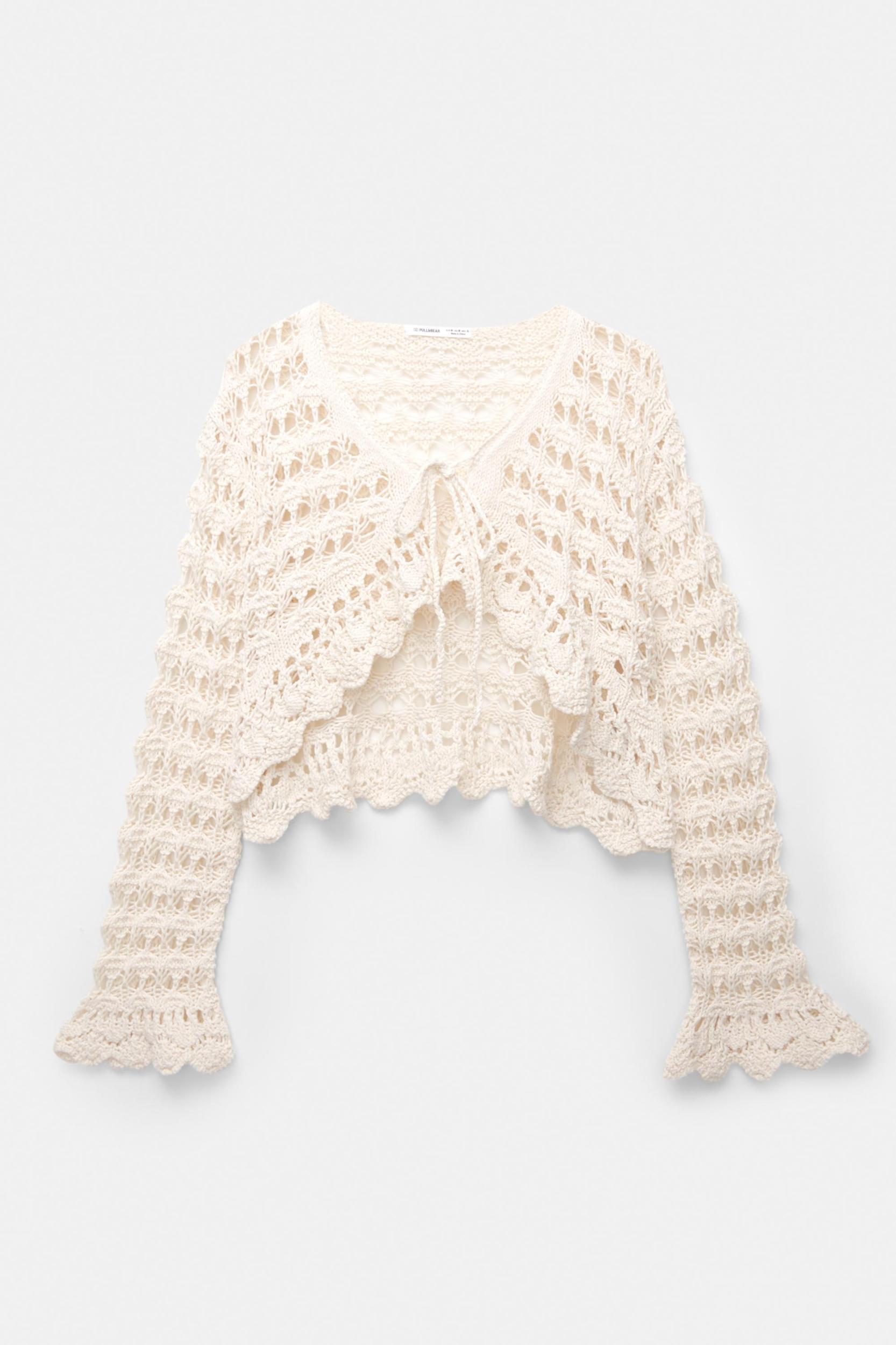 Crochet cardigan with knot Product Image