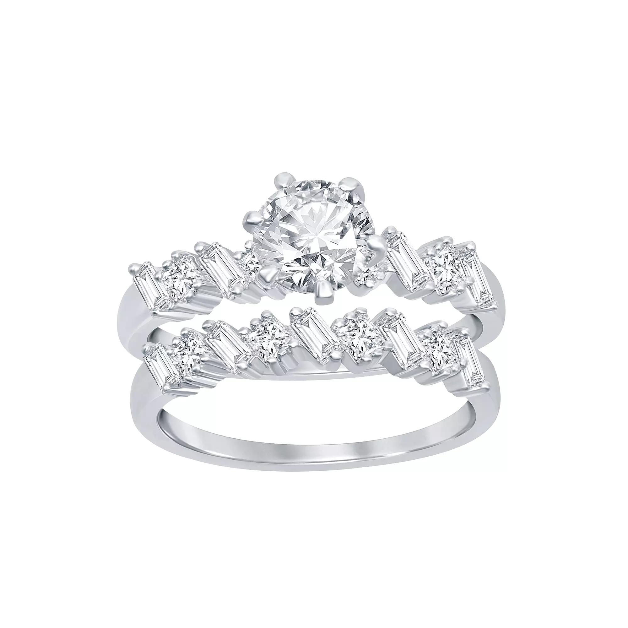 Sterling Silver & Cubic Zirconia Multi-Shaped Baguette Ring Set, Women's, Size: 10 Product Image