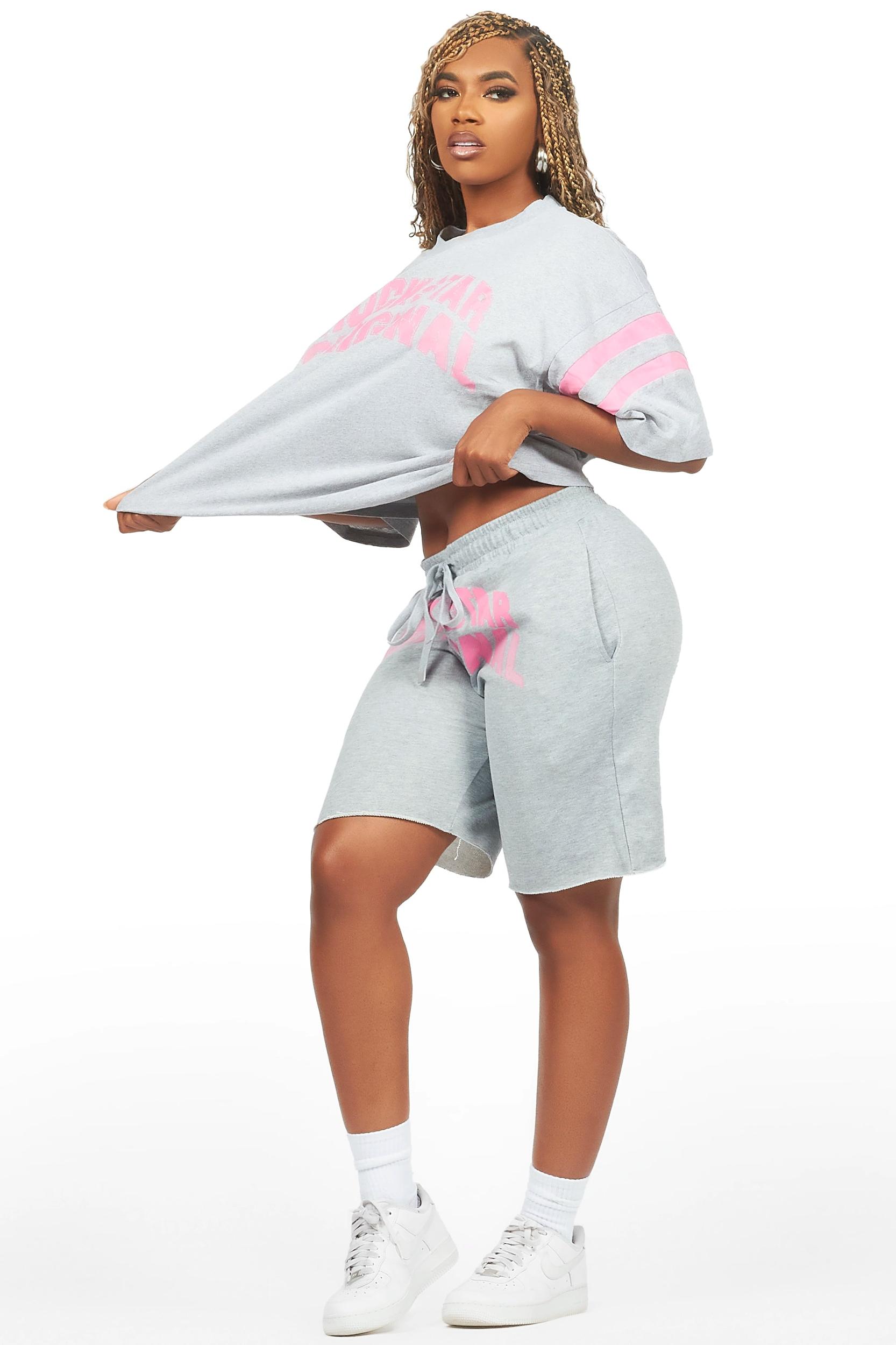 Chikata Heather Grey T-Shirt Short Set Female Product Image