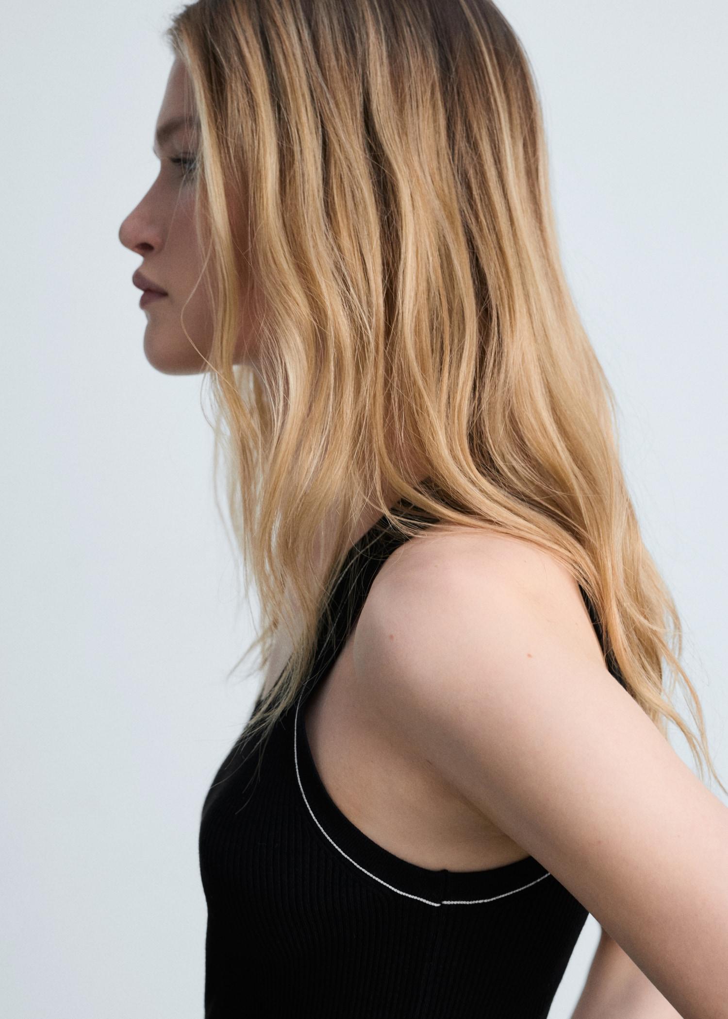 Ribbed top with contrasting trim - Women | MANGO USA Product Image