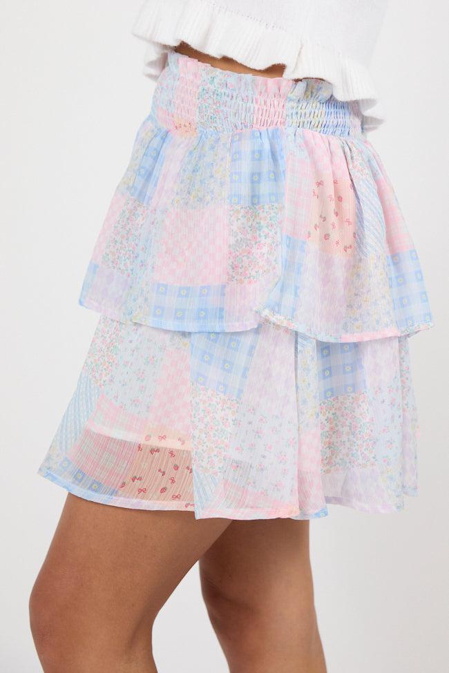 Breezy Multi Pattern Print Tiered Skort FINAL SALE Product Image