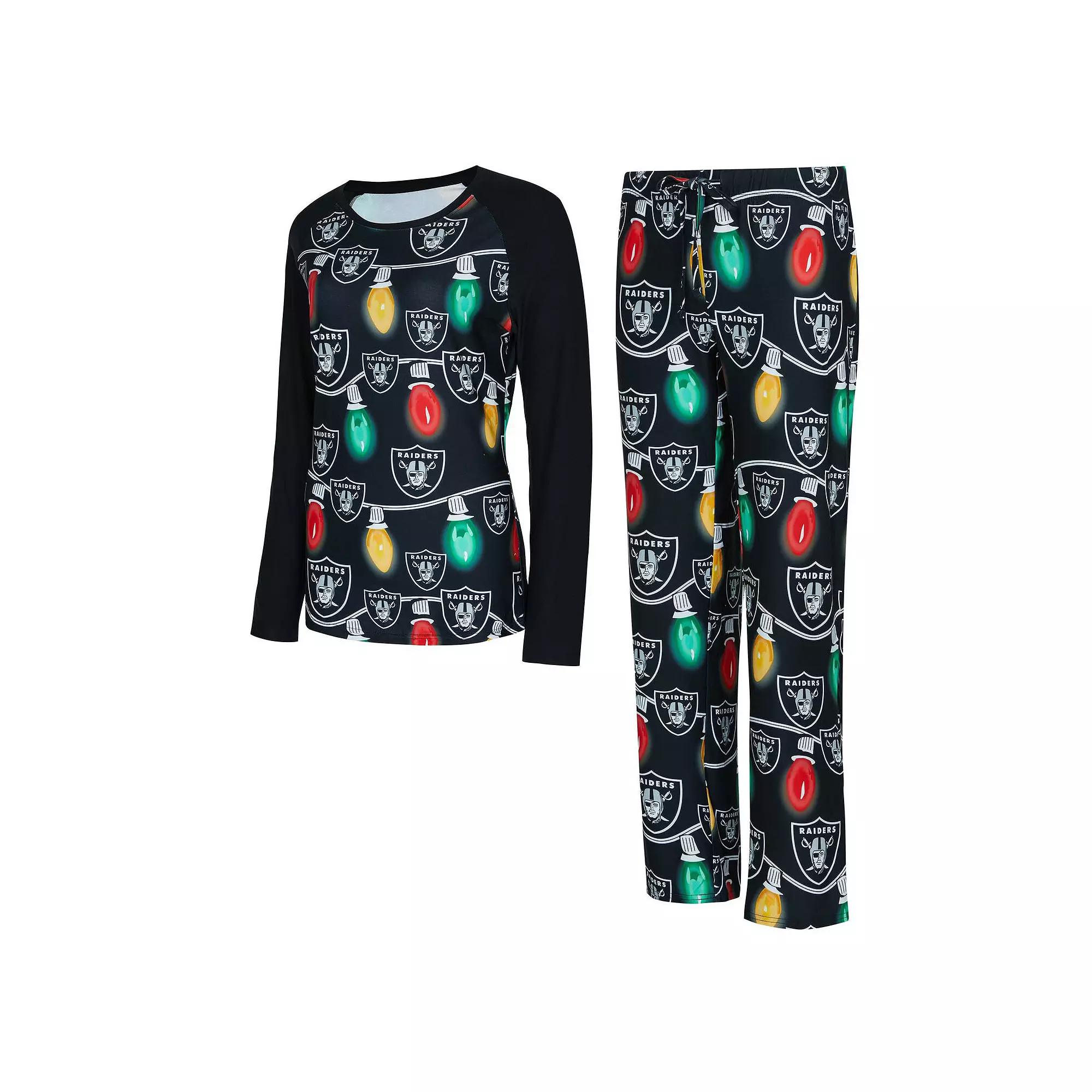 Women's Concepts Sport Las Vegas Raiders Garland Knit Raglan Long Sleeve T-Shirt & Pants Set,  Product Image