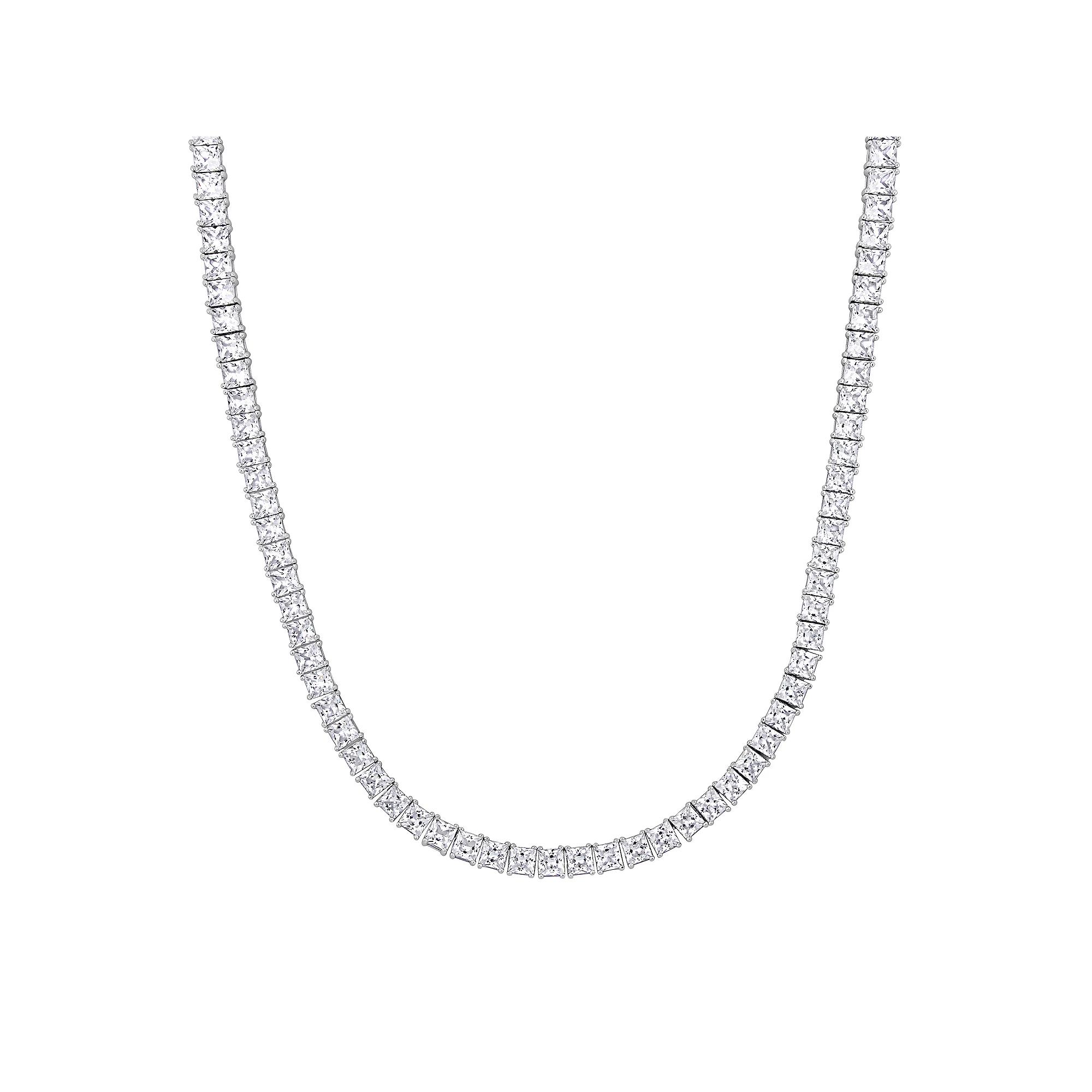 Men's Stella Grace Sterling Silver Lab-Created White Sapphire Tennis Necklace,  Product Image