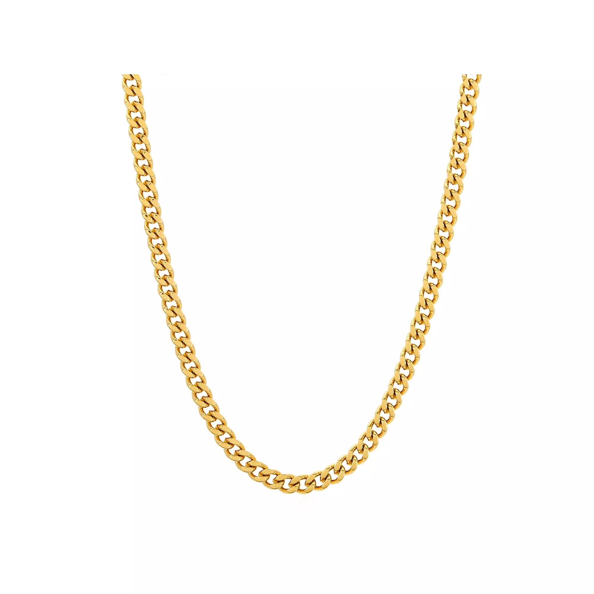 Adornia Stainless Steel 5 mm Cuban Chain Necklace, Women's, Size: 24", Gold Tone Product Image