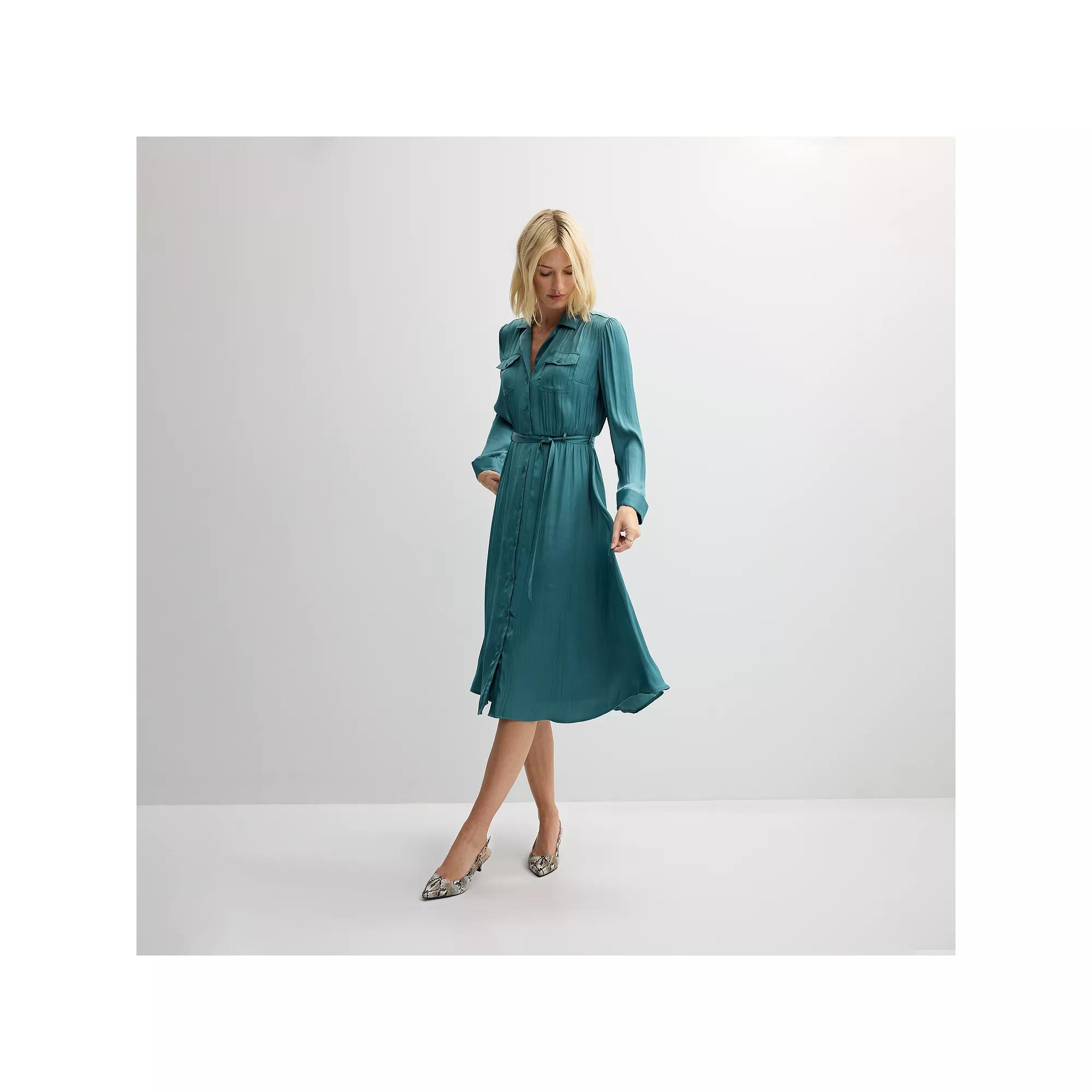 Women's Nine West Midi Shirt Dress, Size: XL, Just Pink Product Image