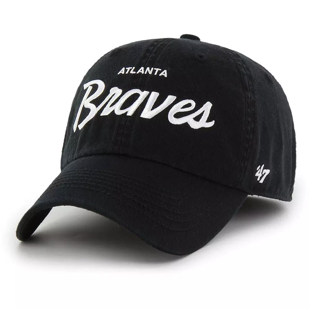 Men's '47 Black Atlanta Braves Crosstown Classic Franchise Fitted Hat,  Product Image
