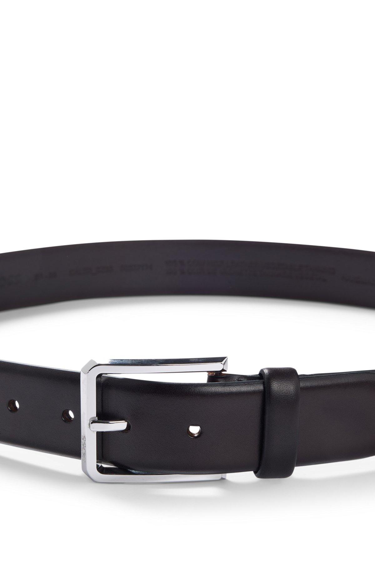 Italian-leather belt with polished gunmetal buckle Product Image