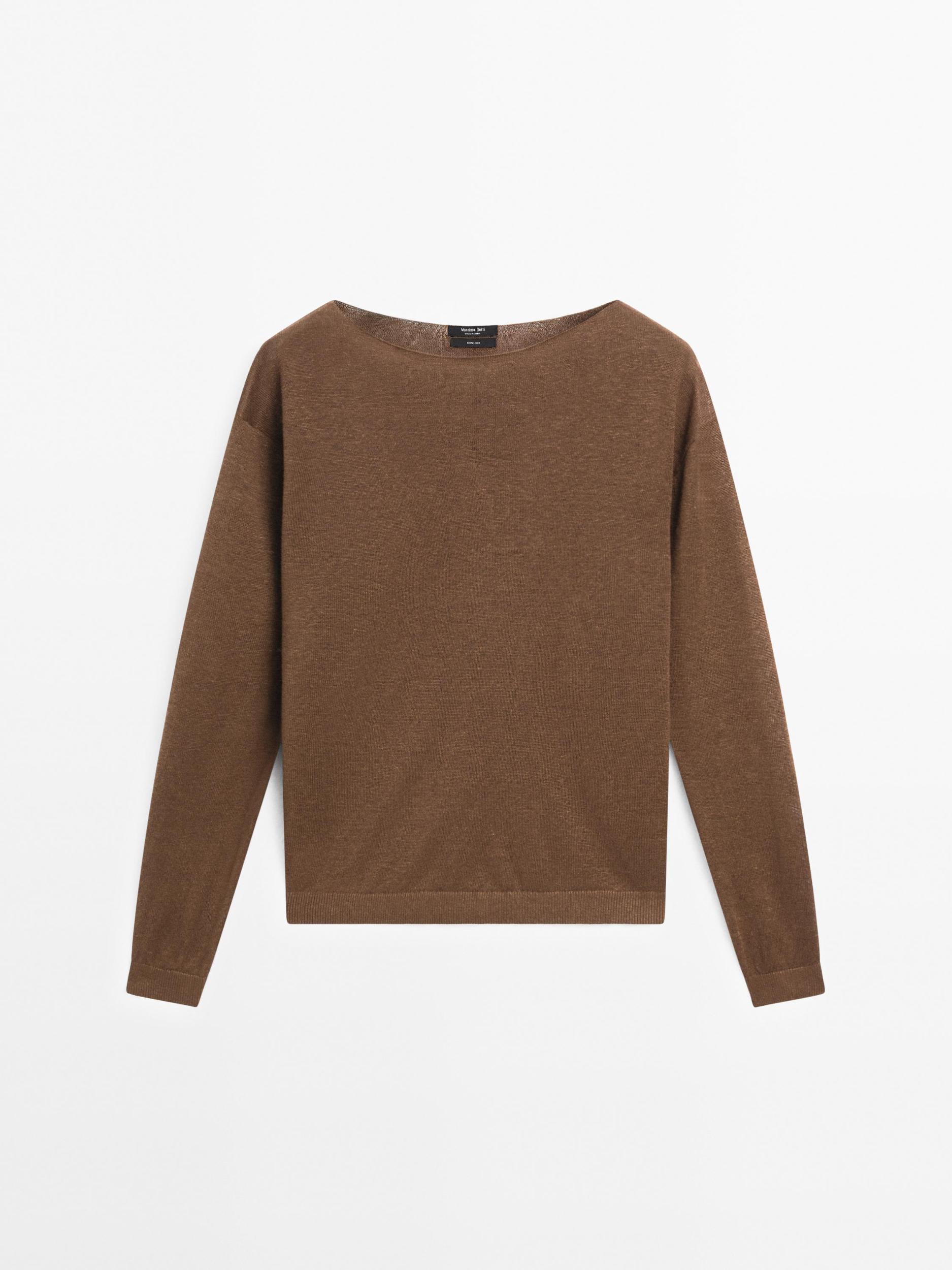 100% linen boat neck sweater Product Image