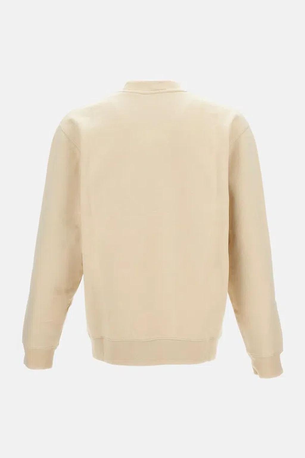 JACQUEMUS Organic Cotton Fleece Sweatshirt With Gros-grain Logo In Neutral Product Image