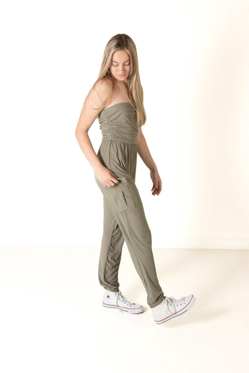 Olive Tube Cargo Jumpsuit Product Image