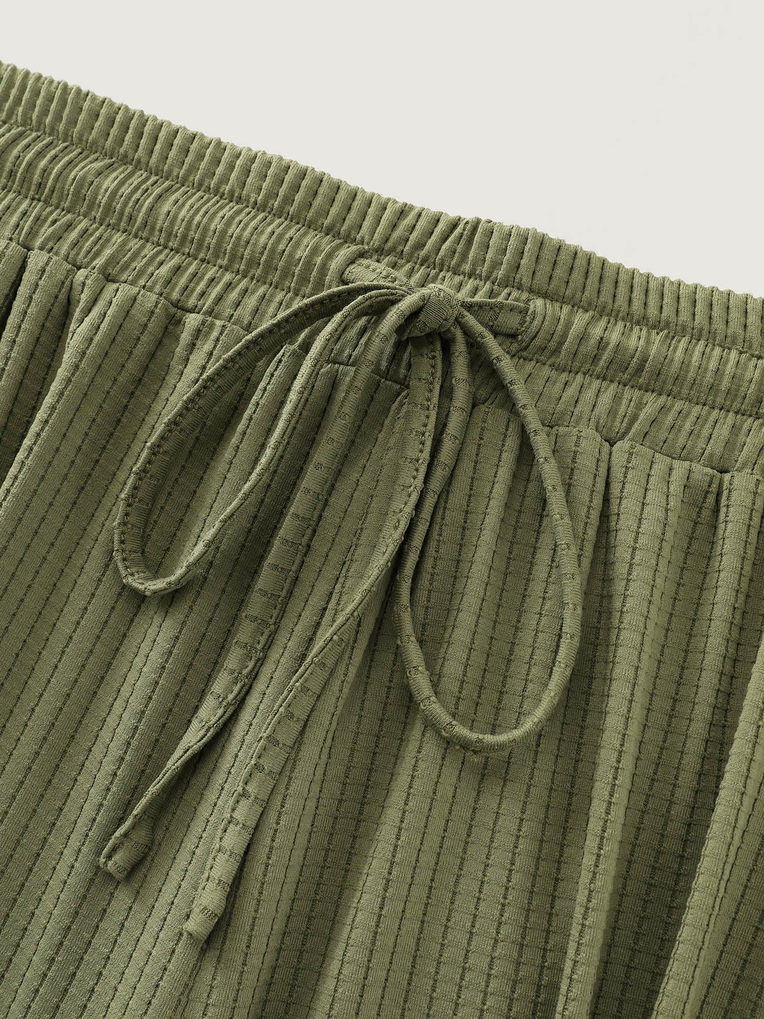 Supersoft Stretchy Textured Elastic Waist Lounge Bottoms Female Product Image