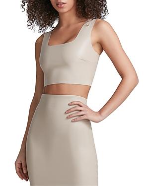 Womens Squareneck Faux Leather Crop Top Product Image