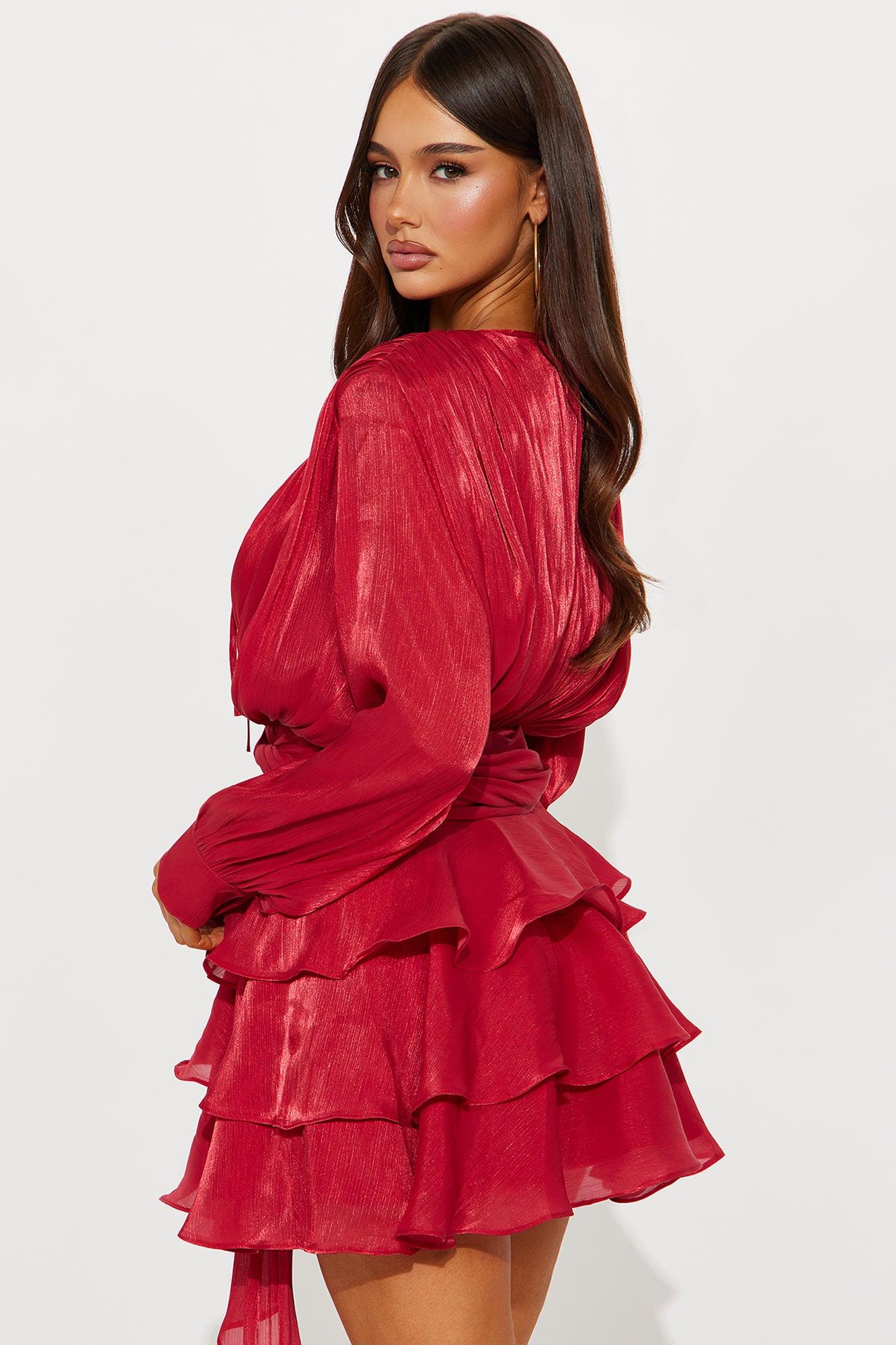 Giselle Soft Organza Mini Dress - Burgundy Female Product Image