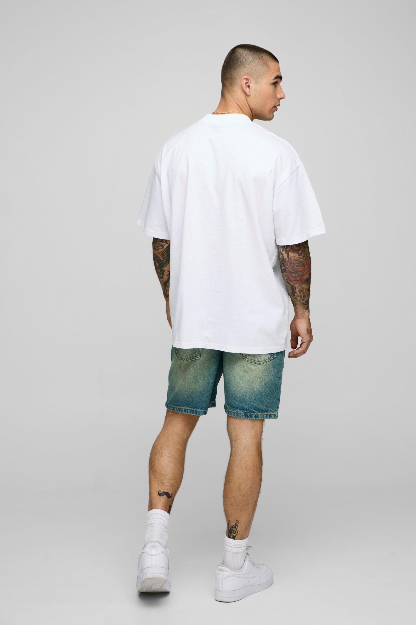 Relaxed Rigid Denim In Antique Blue | boohooMAN USA Product Image