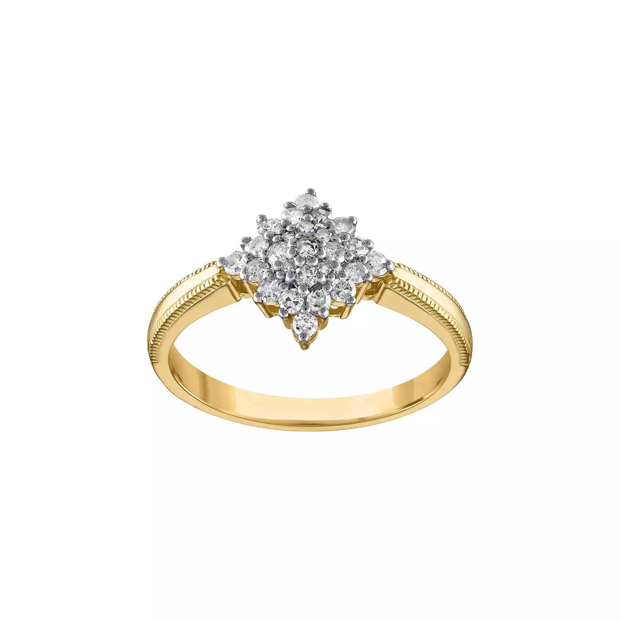 Tiara 14k Gold Over Silver 1/3 Carat T.W. Diamond Cluster Ring, Women's, Size: 8, Gold Tone Product Image