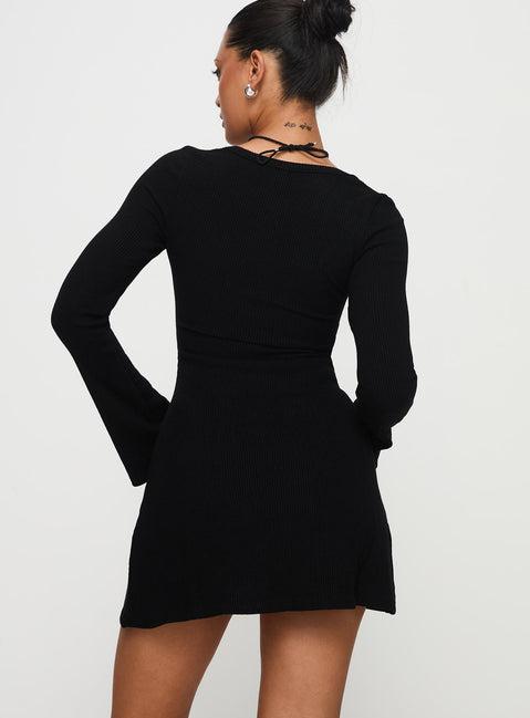 Best Interest Long Sleeve Mini Dress Black Tall Product Image